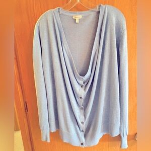 👏LAST WEEK of Yr END SALE‼️Garnet Hill Lt Blue Drapy Slouch Linen Cardigan. Sz S